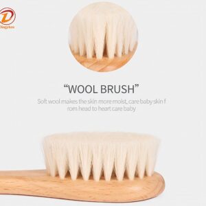 Premium Wool Brush for Baby’s Sensitive Skin, Ergonomic Handle, Soft Natural Bristles.